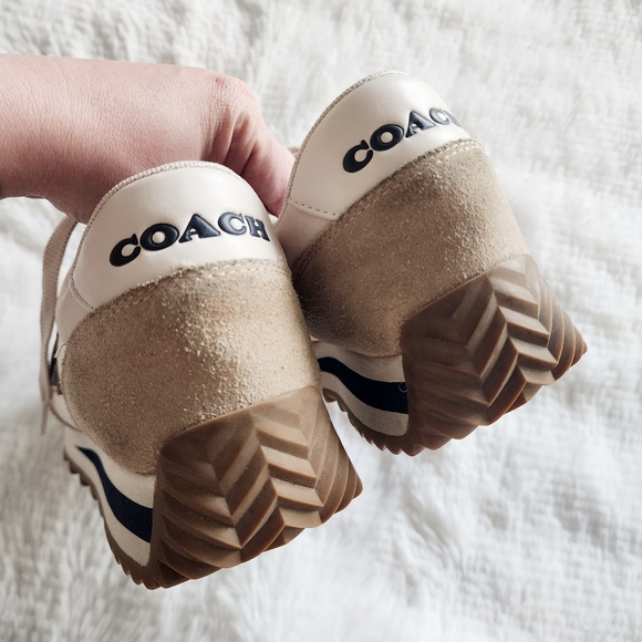 Coach Runner Sneakers in Chalk & Midnight Navy - Picture 6 of 9